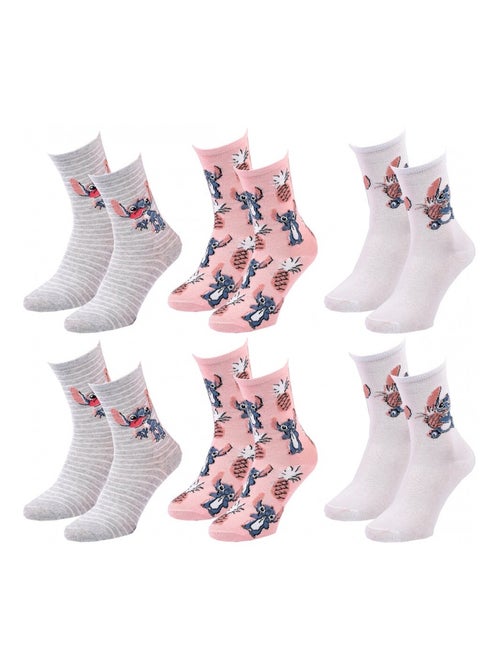 Sokken Set Dames LILO EN STITCH - Set van 6 - Kiabi Sokken Set Dames LILO EN STITCH - Set van 6 - Kiabi