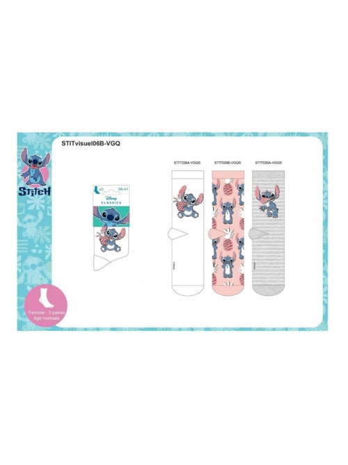 Sokken Set Dames LILO EN STITCH - Set van 6 - Kiabi Sokken Set Dames LILO EN STITCH - Set van 6 - Kiabi