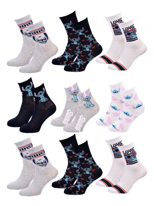 Sokken Set Dames LILO ET STITCH - Set van 9 - Kiabi Sokken Set Dames LILO ET STITCH - Set van 9 - Kiabi