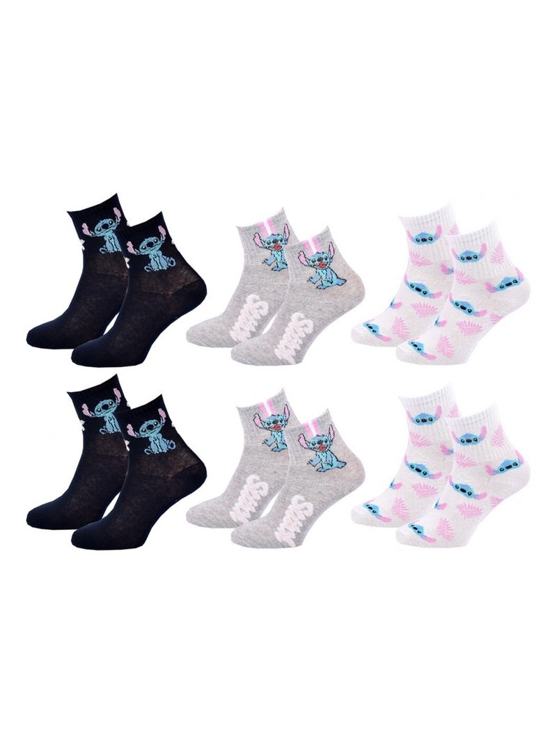 Sokken Set Dames LILO ET STITCH - Set van 9 Grijs Marineblauw Wit - Kiabi