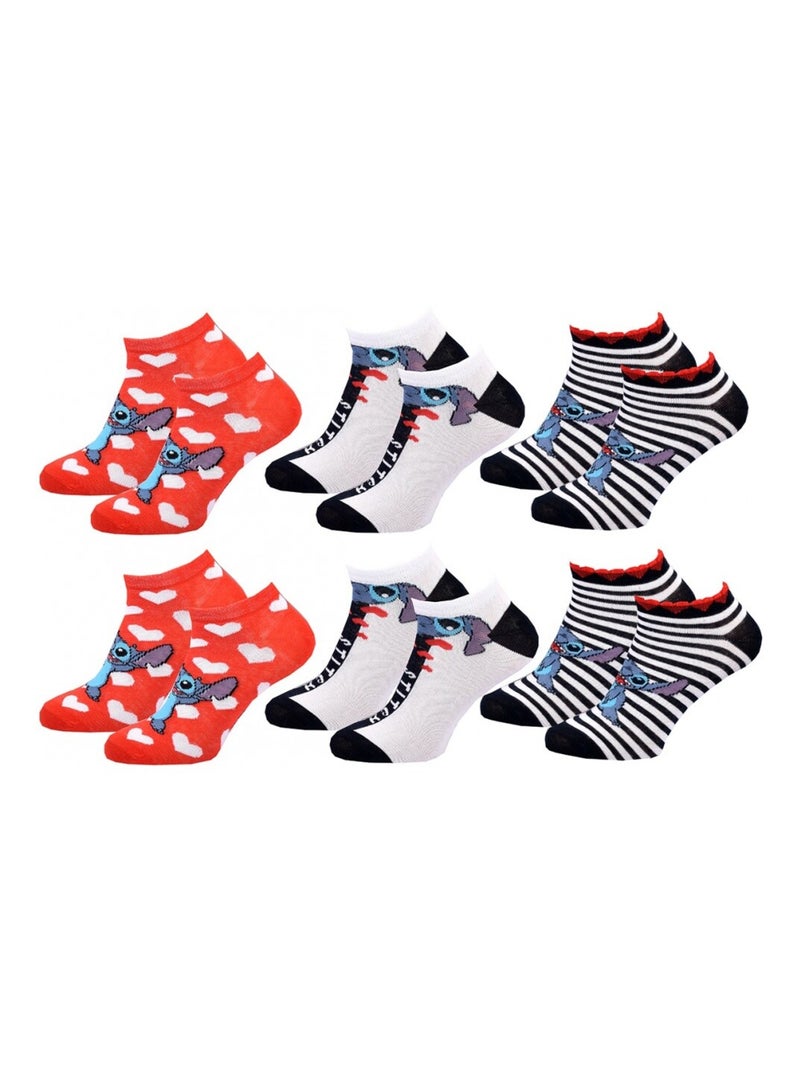 Sokken Set Dames LILO ET STITCH - Set van 9 Wit Rood Blauw - Kiabi