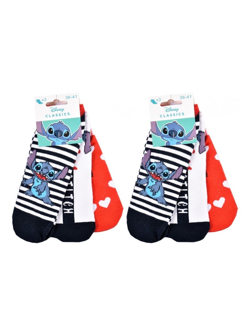 Sokken Set Dames LILO ET STITCH - Set van 9 Wit Rood Blauw - Kiabi