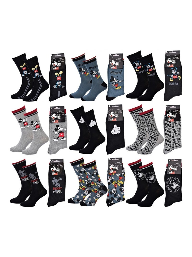 Sokken Set Heren DISNEY MICKEY MOUSE - Set van 9 Zwart Multicolor Blauw - Kiabi