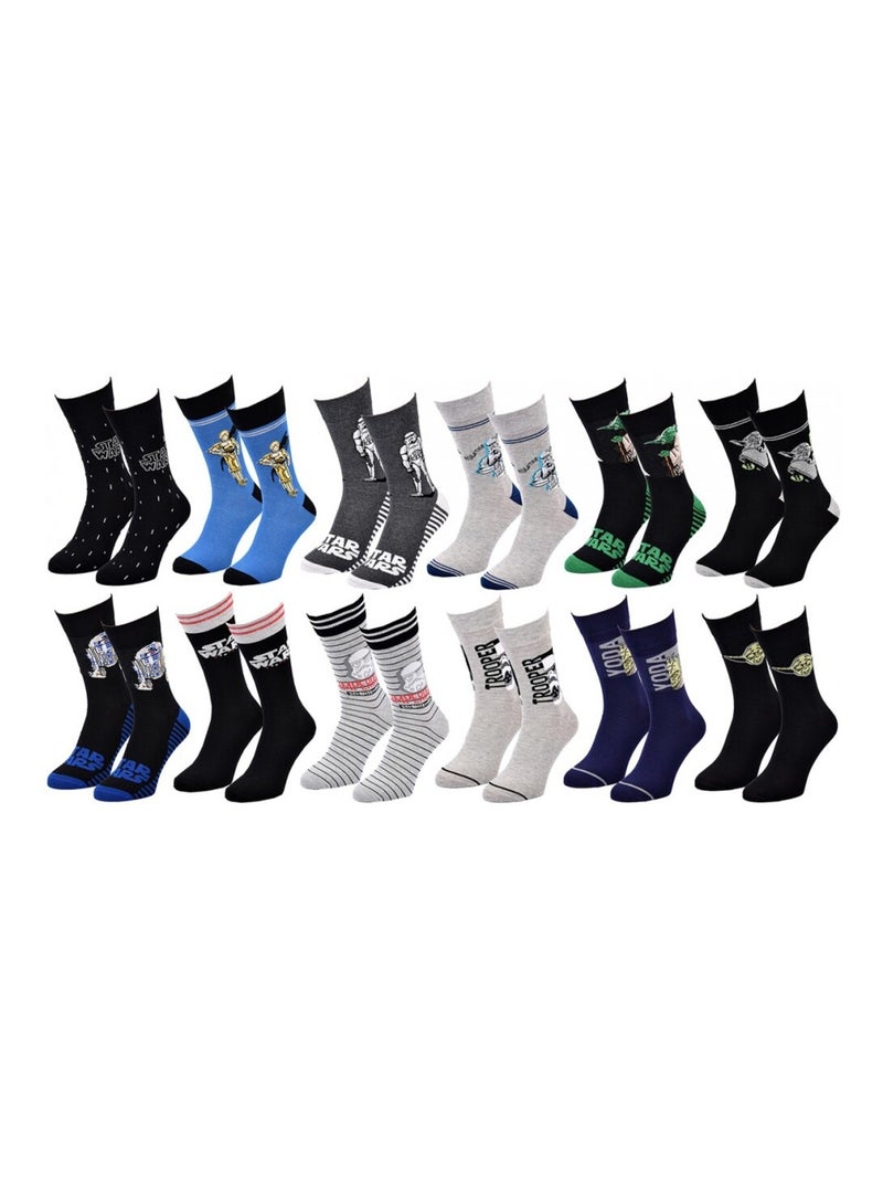 Sokken Set Heren DISNEY STAR WARS - Set van 12 Zwart Multicolor Grijs - Kiabi