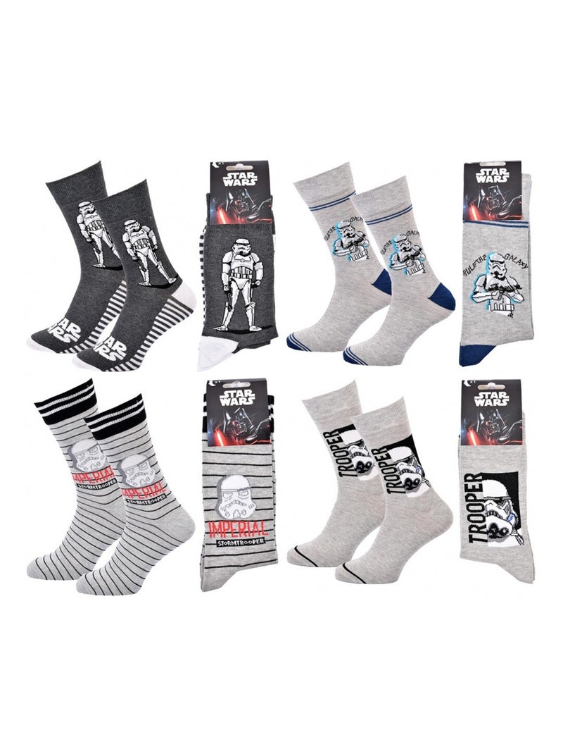 Sokken set heren DISNEY STAR WARS - Set van 4 Antracietgrijs Grijs - Kiabi