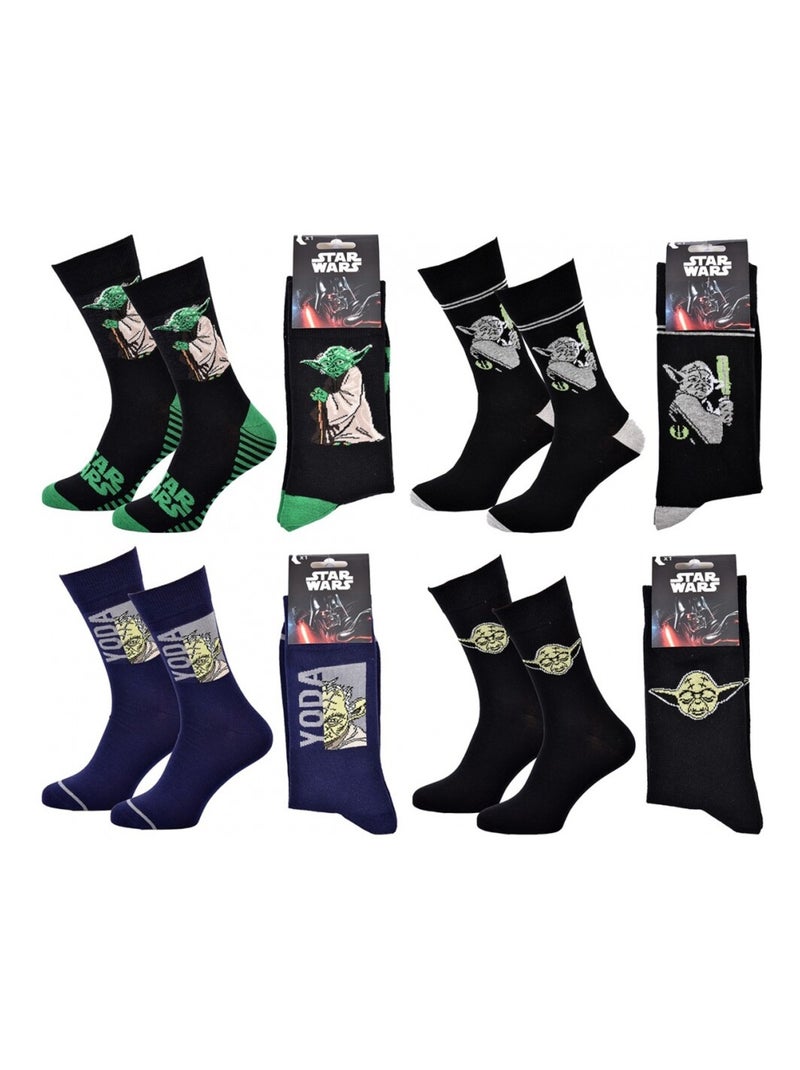 Sokken set heren DISNEY STAR WARS - Set van 4 Zwart Groen Blauw - Kiabi