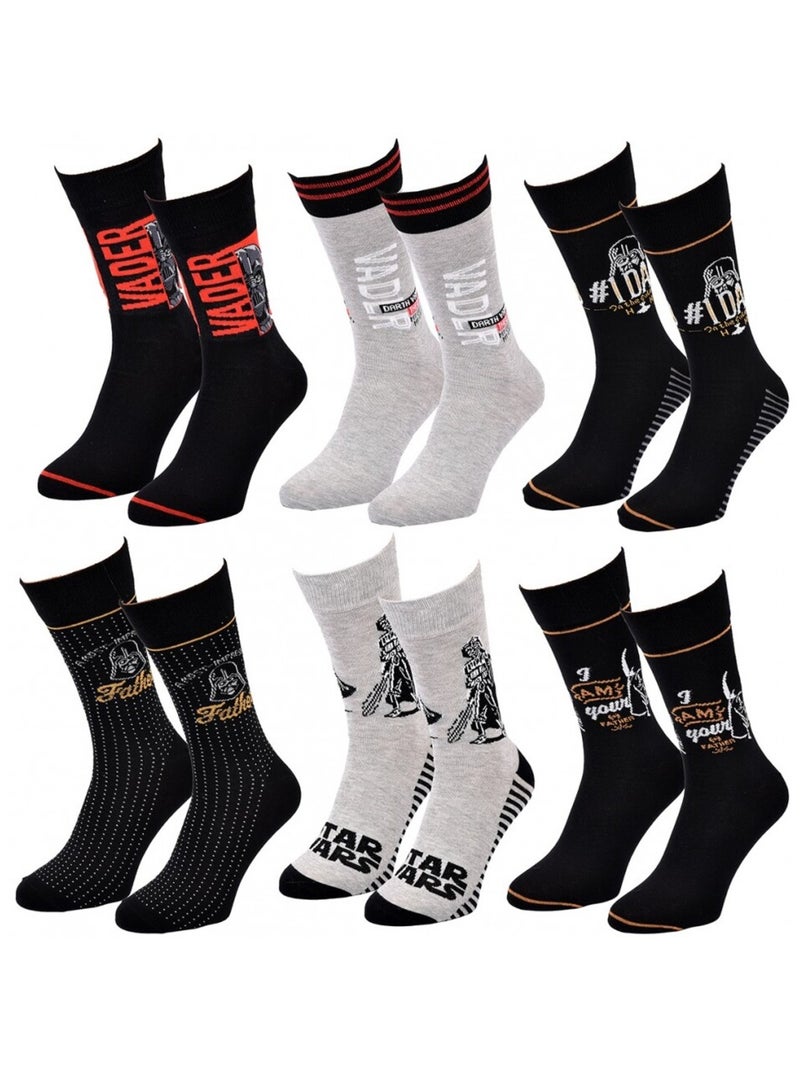 Sokken Set Heren DISNEY STAR WARS - Set van 6 Zwart Grijs Zwart - Kiabi