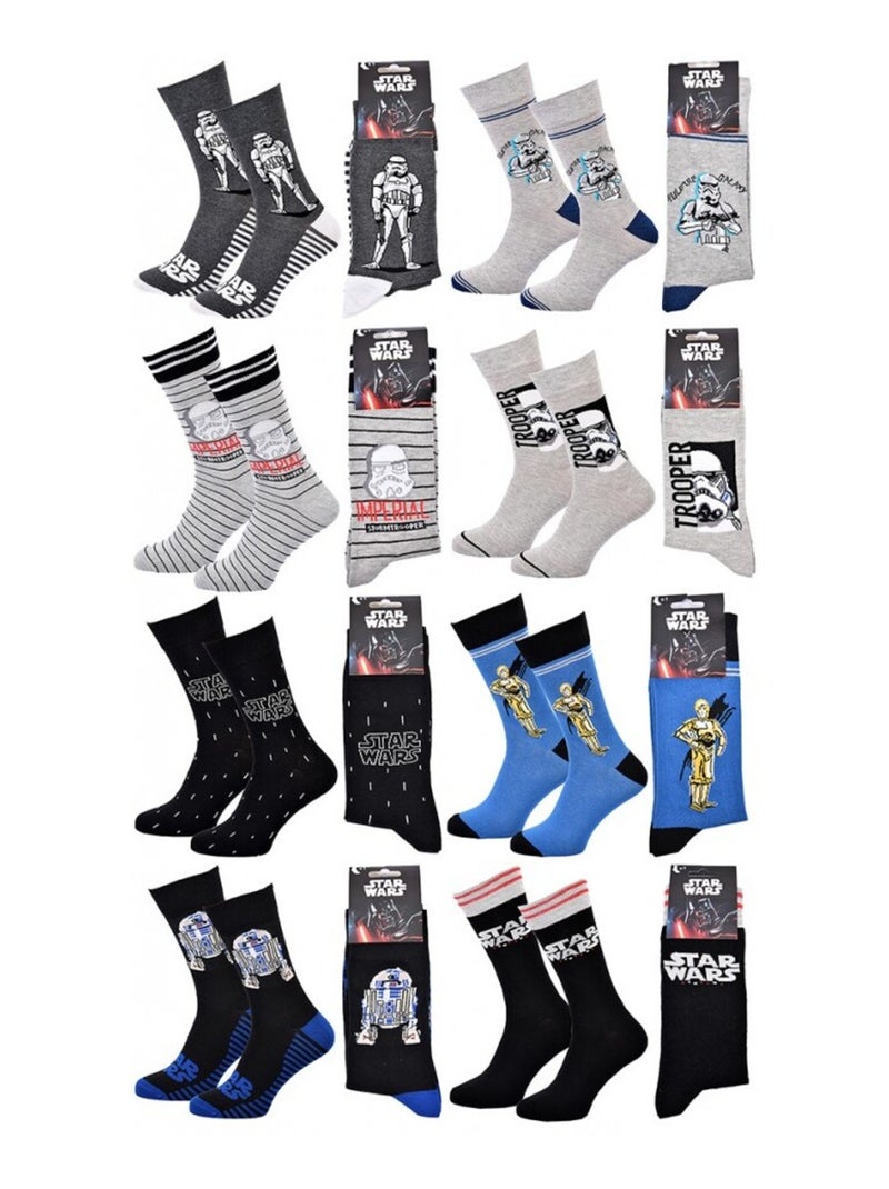 Sokken Set Heren DISNEY STAR WARS - Set van 8 Grijs Grijs Zwart - Kiabi