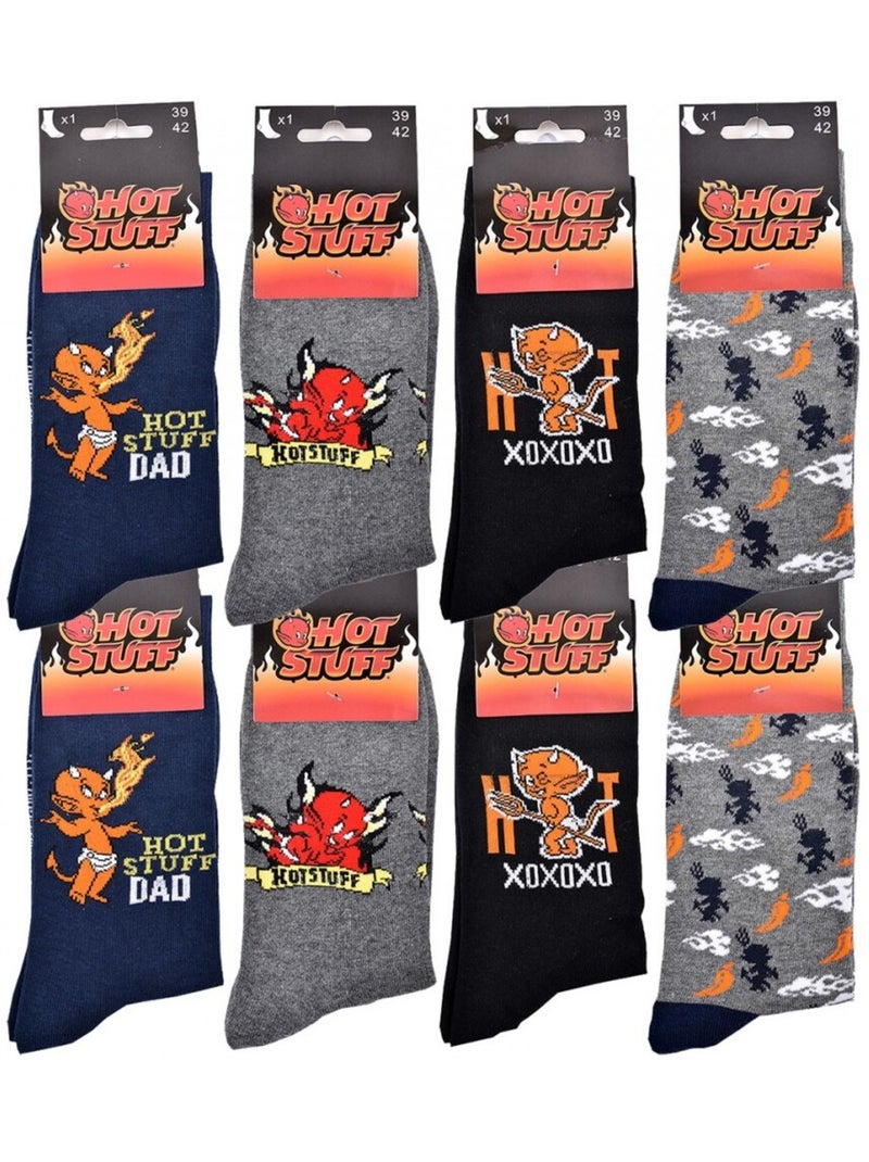Sokken Set Heren HOT STUFF - Set van 8 Lichtblauwgrijs Zwart - Kiabi