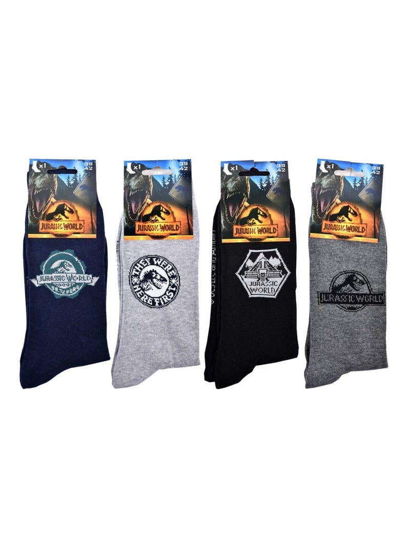 Sokken Set HEREN JURASSIC WORLD - Set van 4 Lichtblauwgrijs Zwart - Kiabi