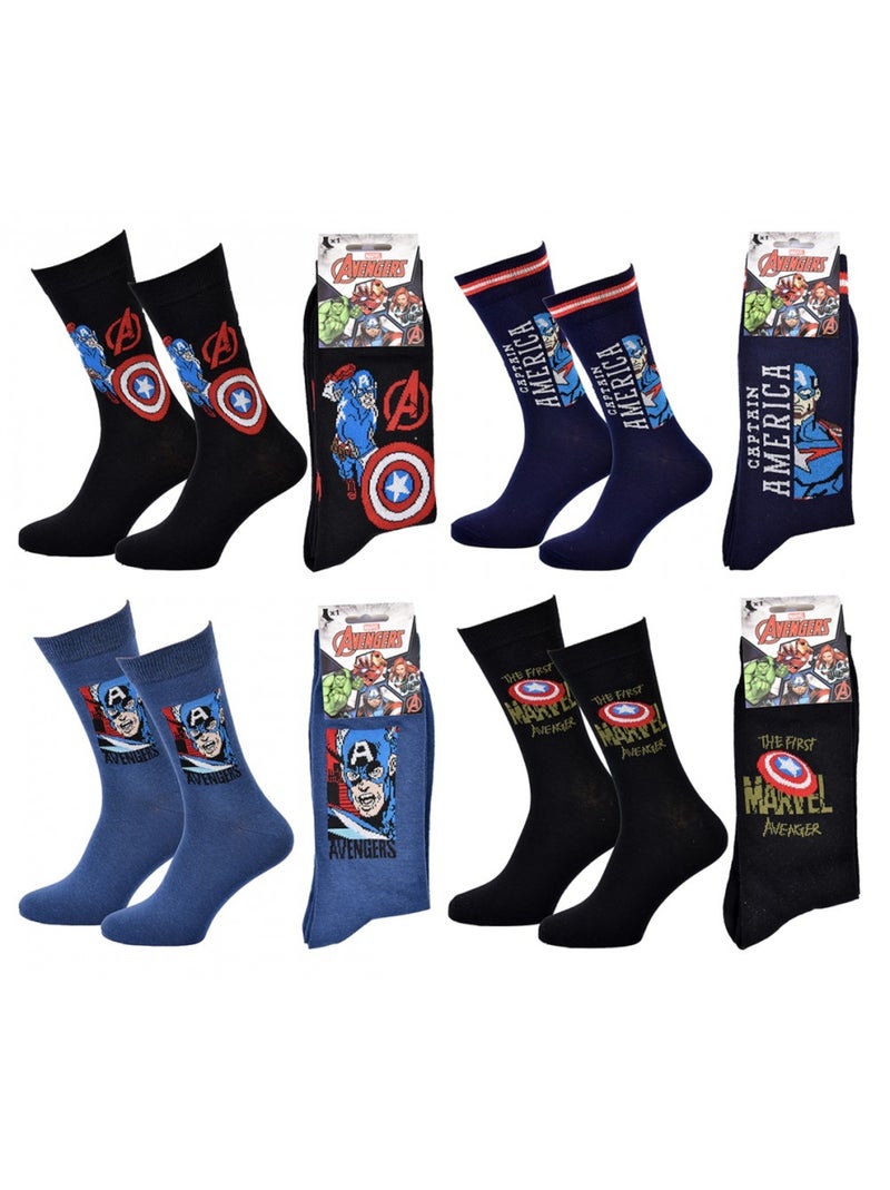 Sokken Set Heren LICENCE - Set van 4 paar Blauw Multikleur Zwart - Kiabi