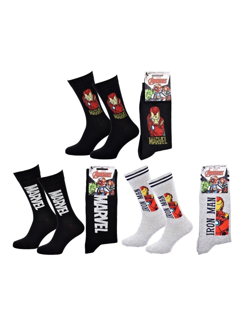 Sokken Set Heren MARVEL AVENGERS - Set van 3 Grijs Zwart Zwart - Kiabi