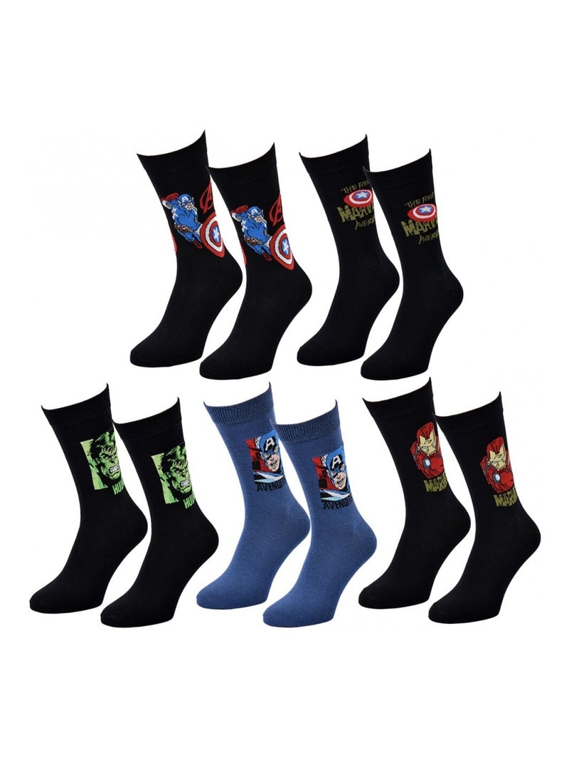 Sokken Set Heren MARVEL AVENGERS - Set van 5 Zwart Blauw Zwart - Kiabi
