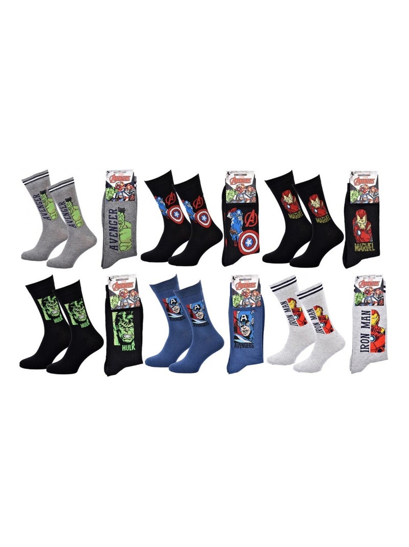 Sokken Set Heren MARVEL AVENGERS - Set van 6 Paar Geelgrijs Zwart - Kiabi