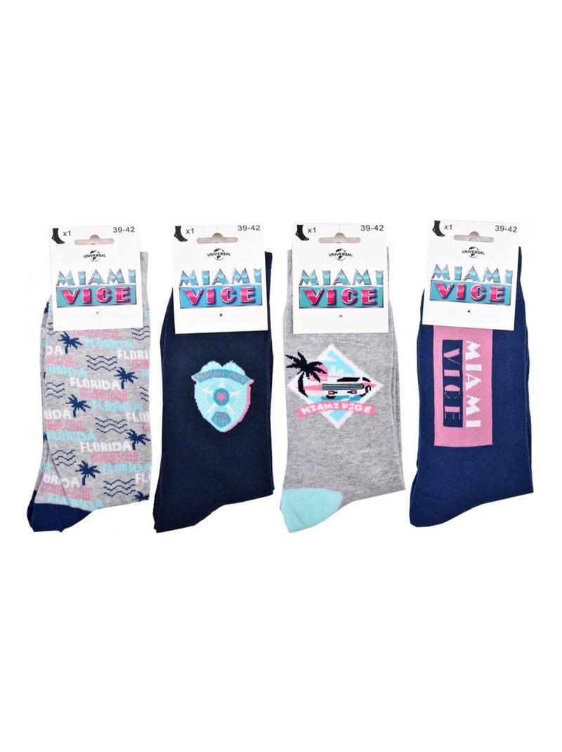 Sokken set HEREN MIAMI VICE - Set van 4 Blauw Marineblauw Grijs - Kiabi