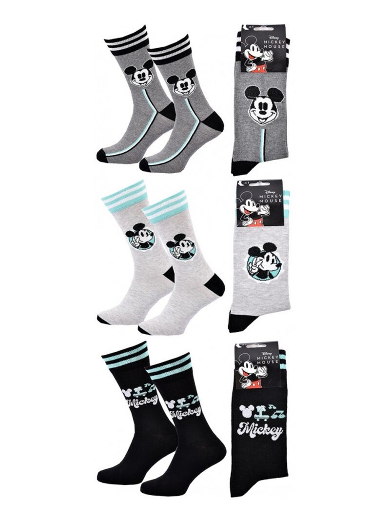 Sokken Set Heren MICKEY - Set van 3 Grijs Grijs Zwart - Kiabi