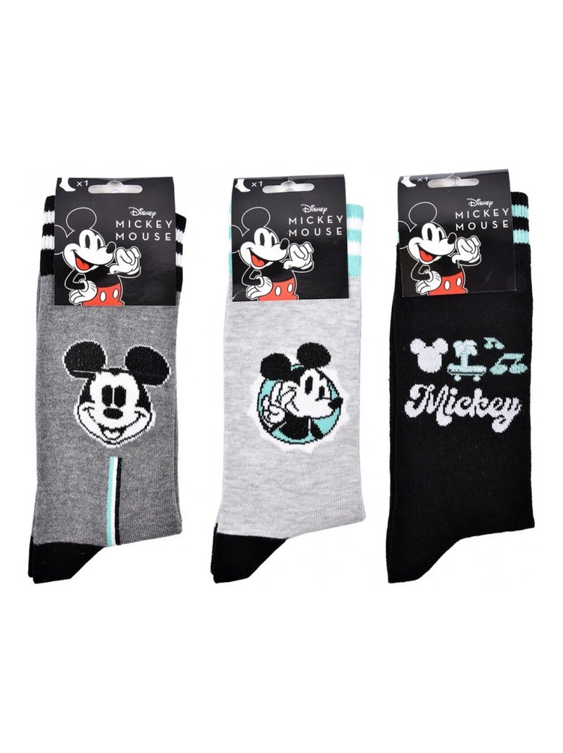 Sokken Set Heren MICKEY - Set van 3 Grijs Grijs Zwart - Kiabi