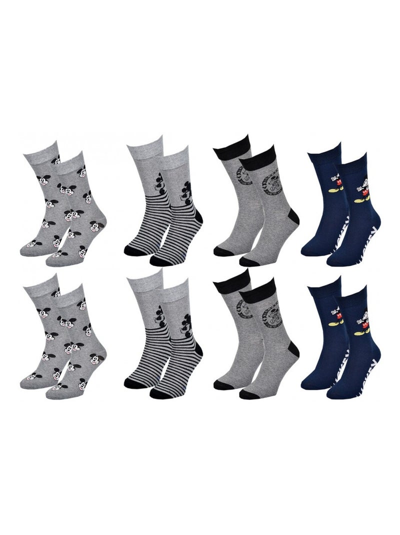 Sokken Set Heren MICKEY - Set van 8 Grijs Zwart Blauw - Kiabi