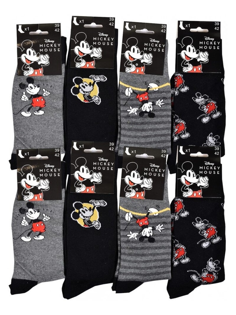 Sokken Set Heren MICKEY - Set van 8 Grijs Zwart Grijs - Kiabi