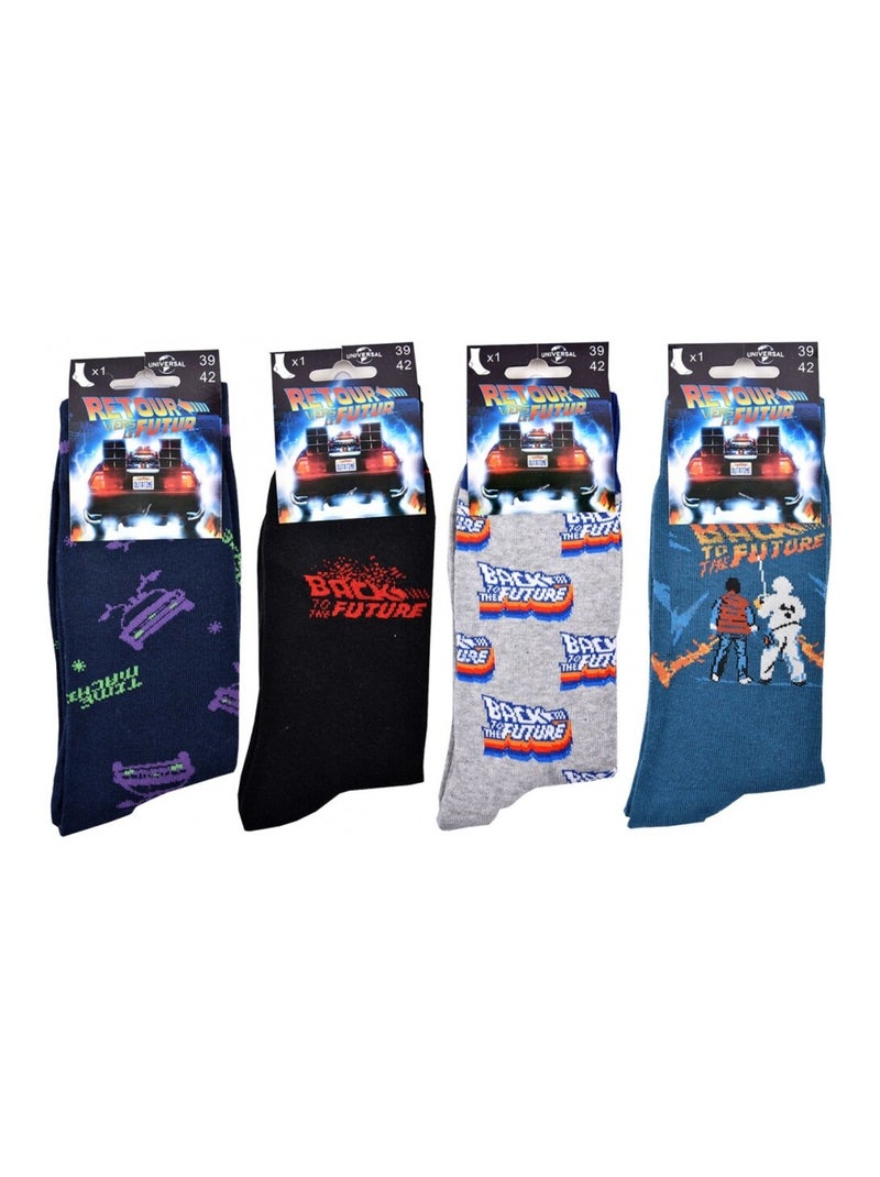 Sokken set HEREN TERUG NAAR DE TOEKOMST - Set van 4 Blauw Zwart Grijs - Kiabi