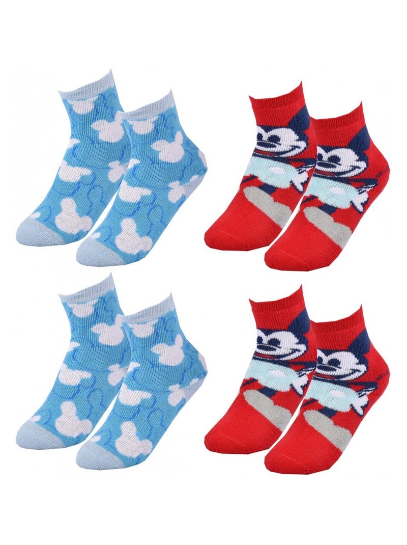 Sokken Set Jongen DISNEY MICKEY MOUSE - Set van 4 Blauw Rood - Kiabi