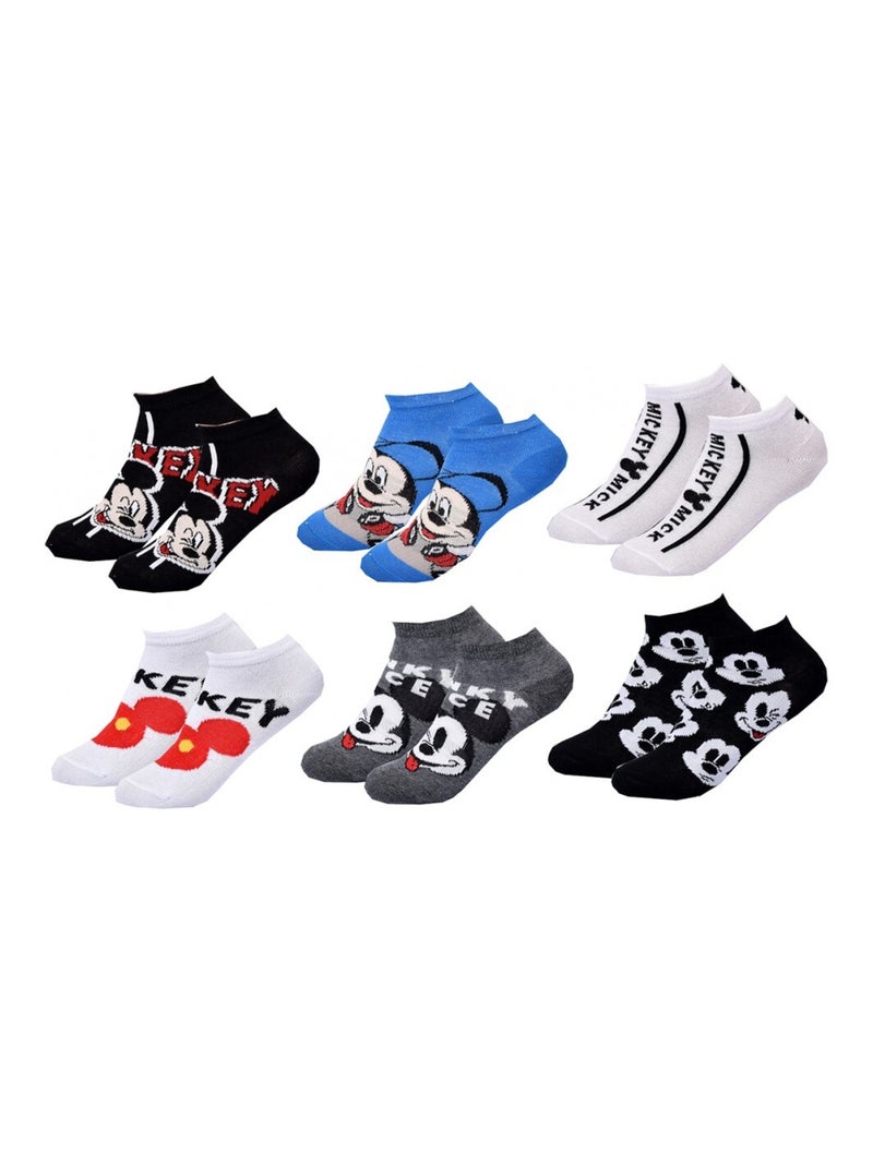 Sokken Set Jongen DISNEY MICKEY MOUSE - Set van 6 Zwart Grijs Wit Blauw - Kiabi