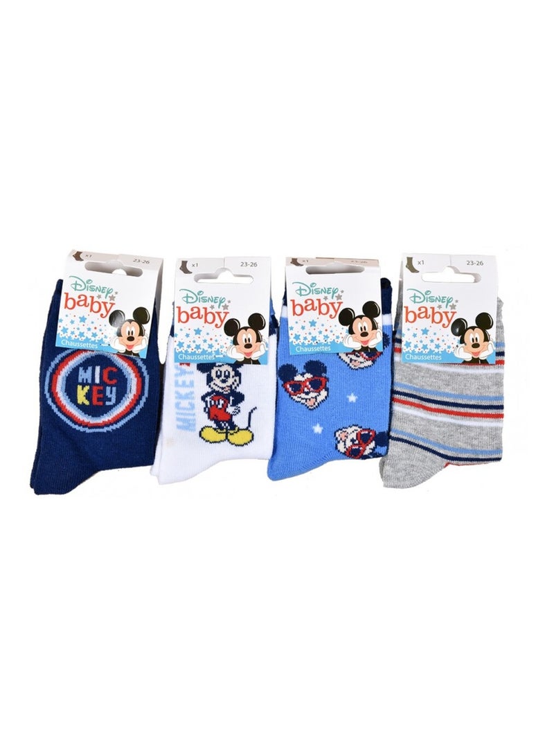 Sokken set jongen DISNEY MICKEY MOUSE - Set van 8 Wit Marineblauw Grijs - Kiabi