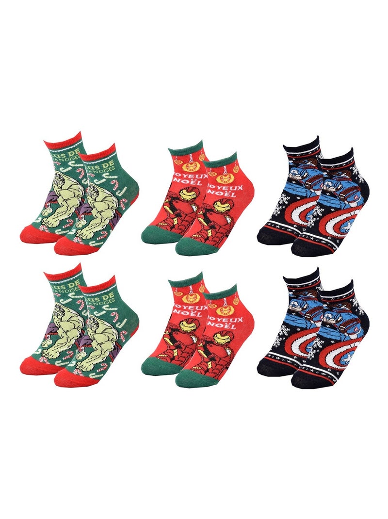 Sokken Set Jongen MARVEL AVENGERS Set van 6 Paar Blauw Rood - Kiabi