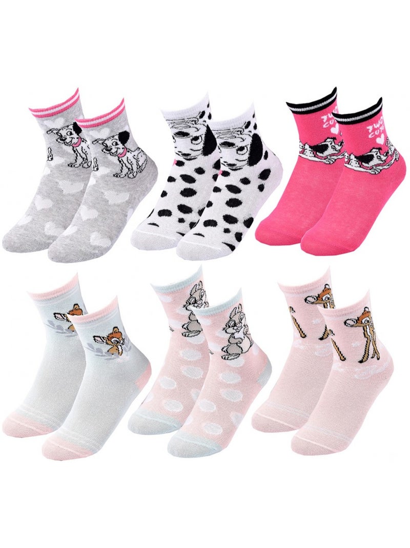 Sokken Set Meisje DISNEY CLASSIC - Set van 6 Lichtrozegrijs Wit - Kiabi