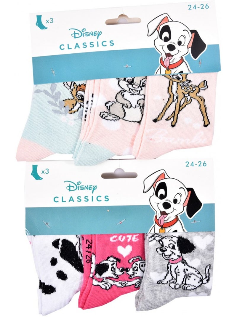 Sokken Set Meisje DISNEY CLASSIC - Set van 6 Lichtrozegrijs Wit - Kiabi