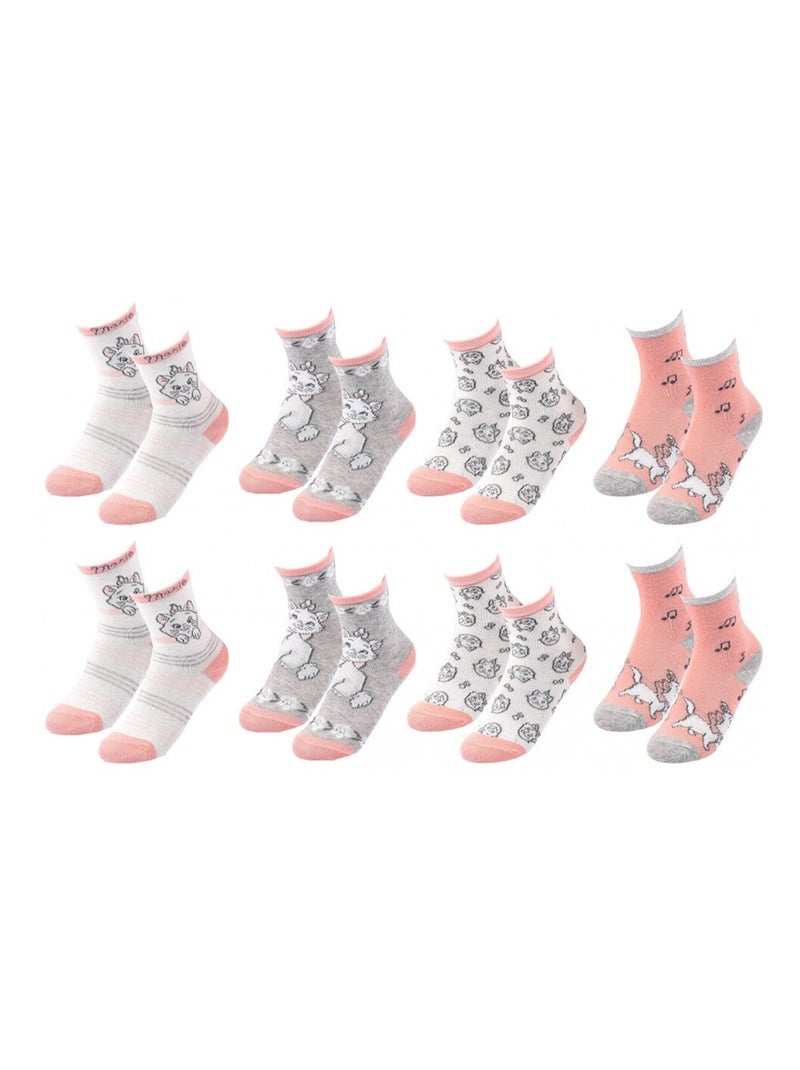 Sokken Set Meisje DISNEY CLASSIC - Set van 8 Wit Licht Roze Grijs - Kiabi