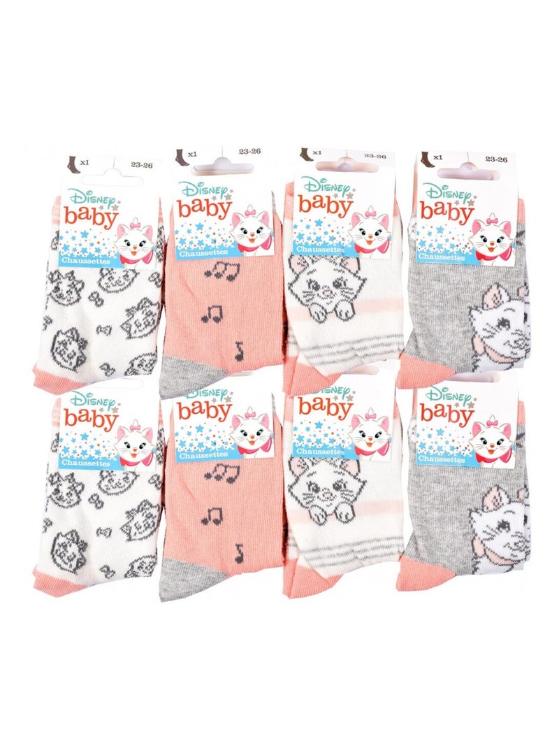 Sokken Set Meisje DISNEY CLASSIC - Set van 8 Wit Licht Roze Grijs - Kiabi