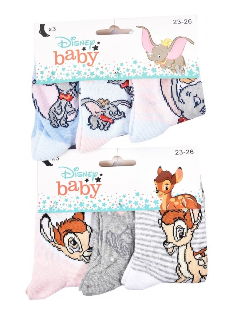 Sokken Set Meisje DISNEY CLASSIC - Set van 9 Wit Licht Roze Blauw - Kiabi
