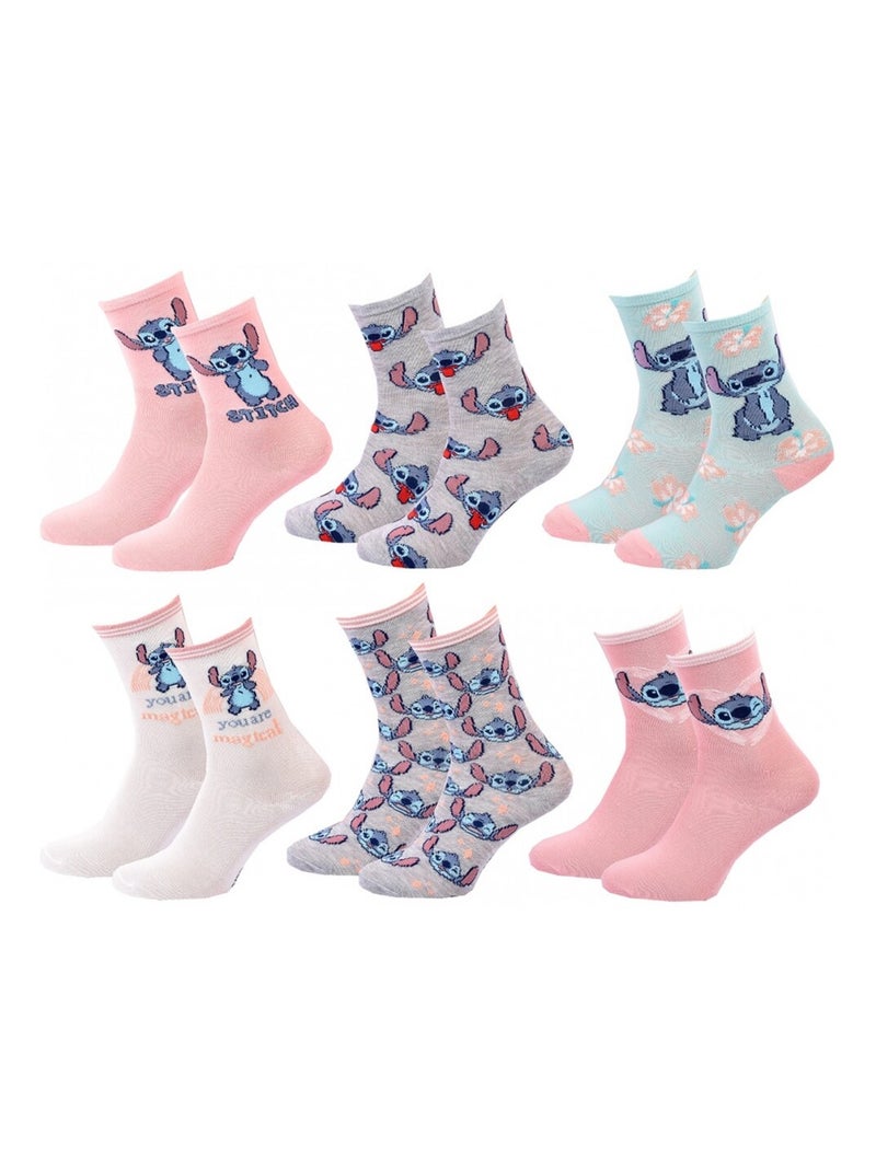 Sokken Set Meisje DISNEY LILO EN STITCH Set van 9 Wit Multikleur Grijs - Kiabi