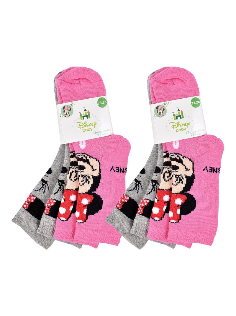 Sokken Set Meisje DISNEY MINNIE Set van 4 Paar Rozegrijs - Kiabi