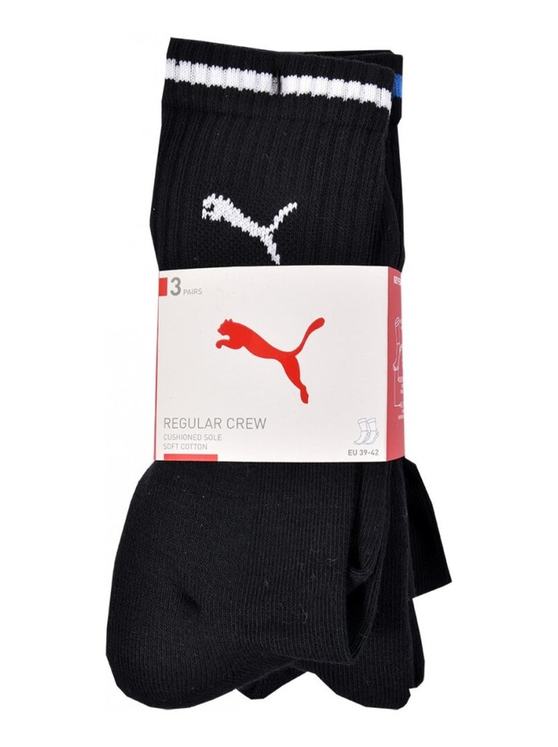 Sokken Sport PUMA Tennis CREW STRIPE - Set van 3 Zwart - Kiabi