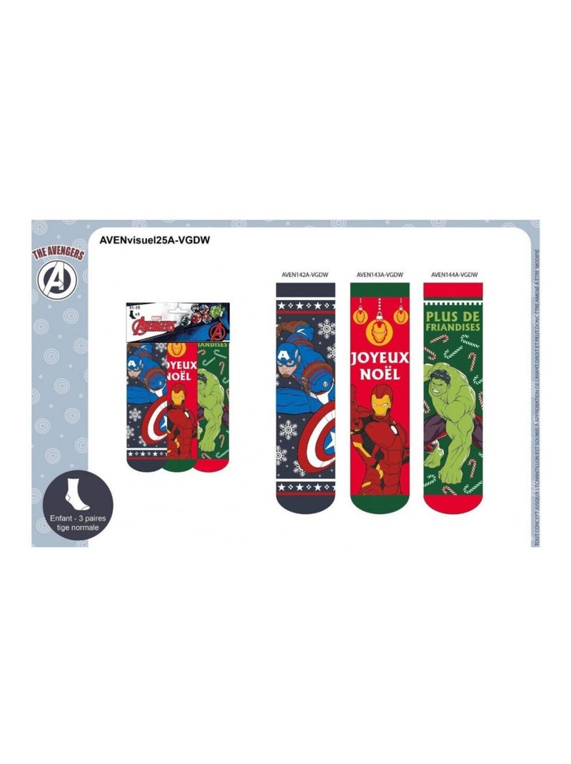 Sokkenset Jongen AVENGERS - Set van 6 paar Blauw Groen Blauw - Kiabi