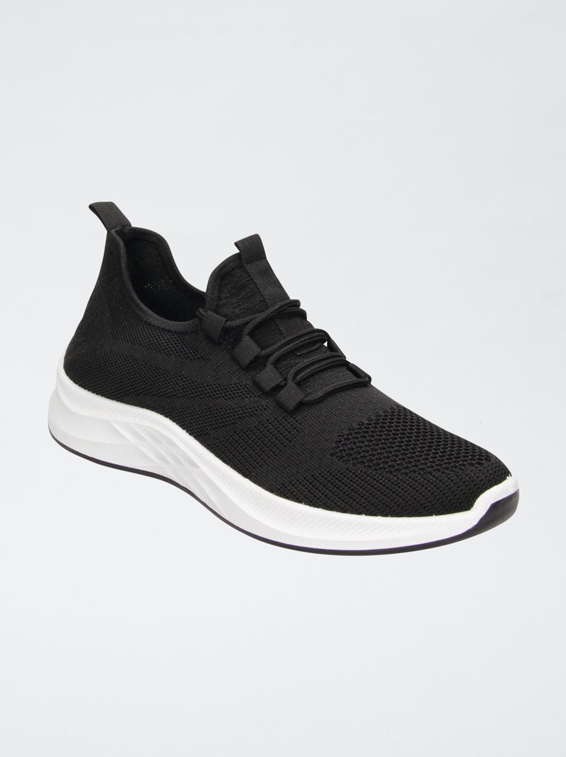 Soksneakers met elastische veters ZWART - Kiabi
