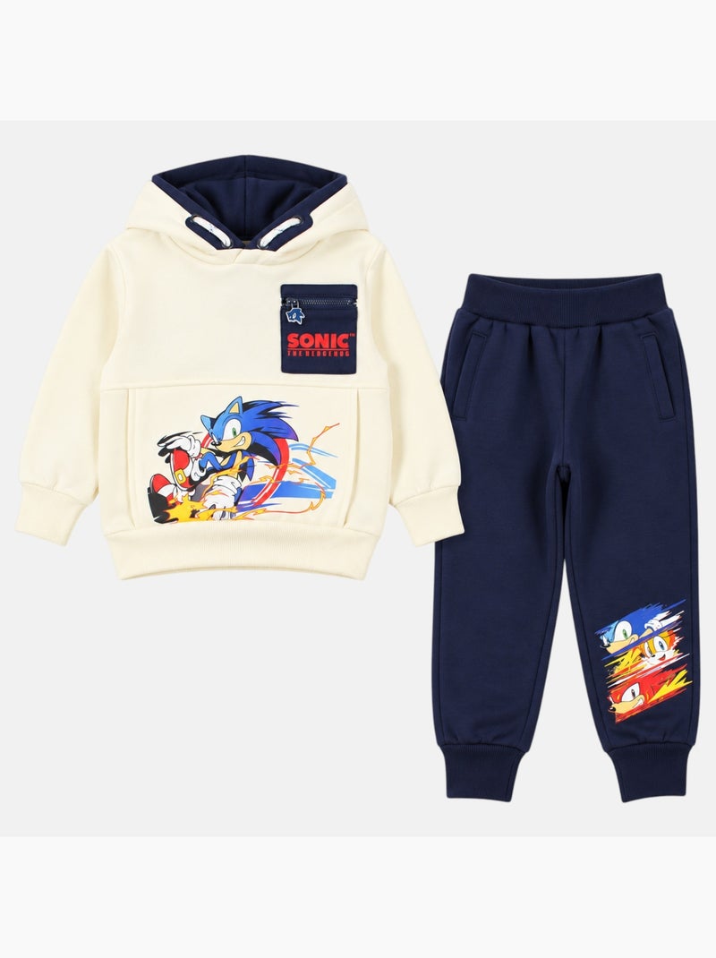 Sonic - ensemble sweat et pantalon de jogging imprimés, poche kangourou et finitions bord-côte Blanc - Kiabi