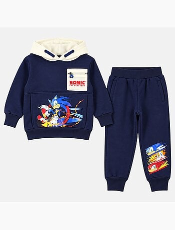 Sonic - ensemble sweat et pantalon de jogging imprimés, poche kangourou et finitions bord-côte