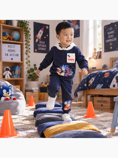 Sonic - ensemble sweat et pantalon de jogging imprimés, poche kangourou et finitions bord-côte - Kiabi Sonic - ensemble sweat et pantalon de jogging imprimés, poche kangourou et finitions bord-côte - Kiabi