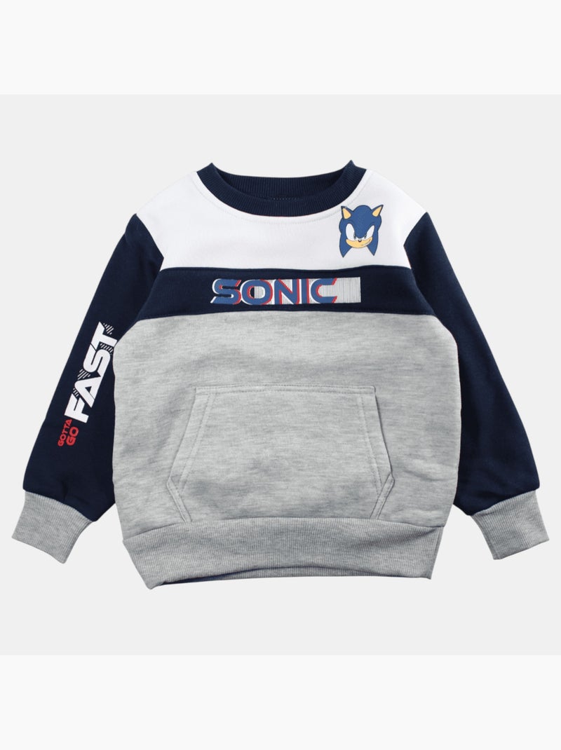 Sonic - Set sweater en joggingbroek jongen bedrukt Grijs - Kiabi