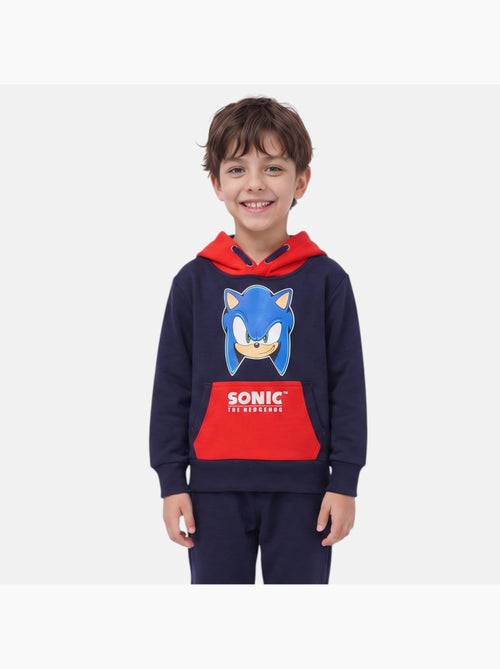 Sonic - sweat à capuche imprimé, manches longues, poche kangourou et finitions bord-côte - Kiabi