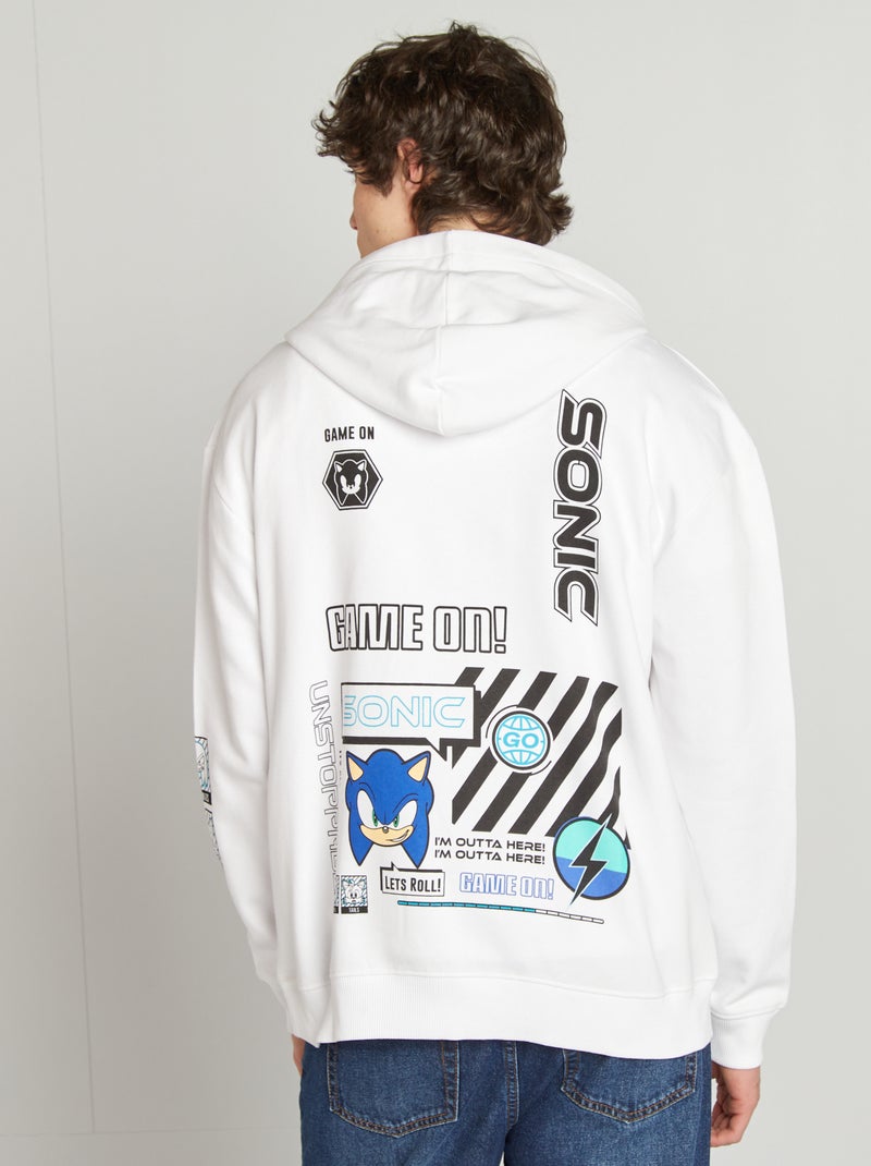 'Sonic'-hoodie met recto-versoprint wit - Kiabi