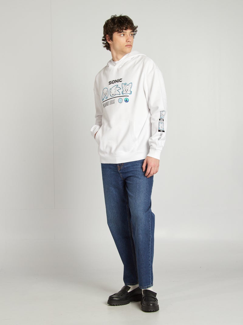 'Sonic'-hoodie met recto-versoprint wit - Kiabi