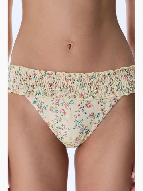 Sonya bikinibroekje met plooien en bloemenprint, middelhoge taille penti - Kiabi