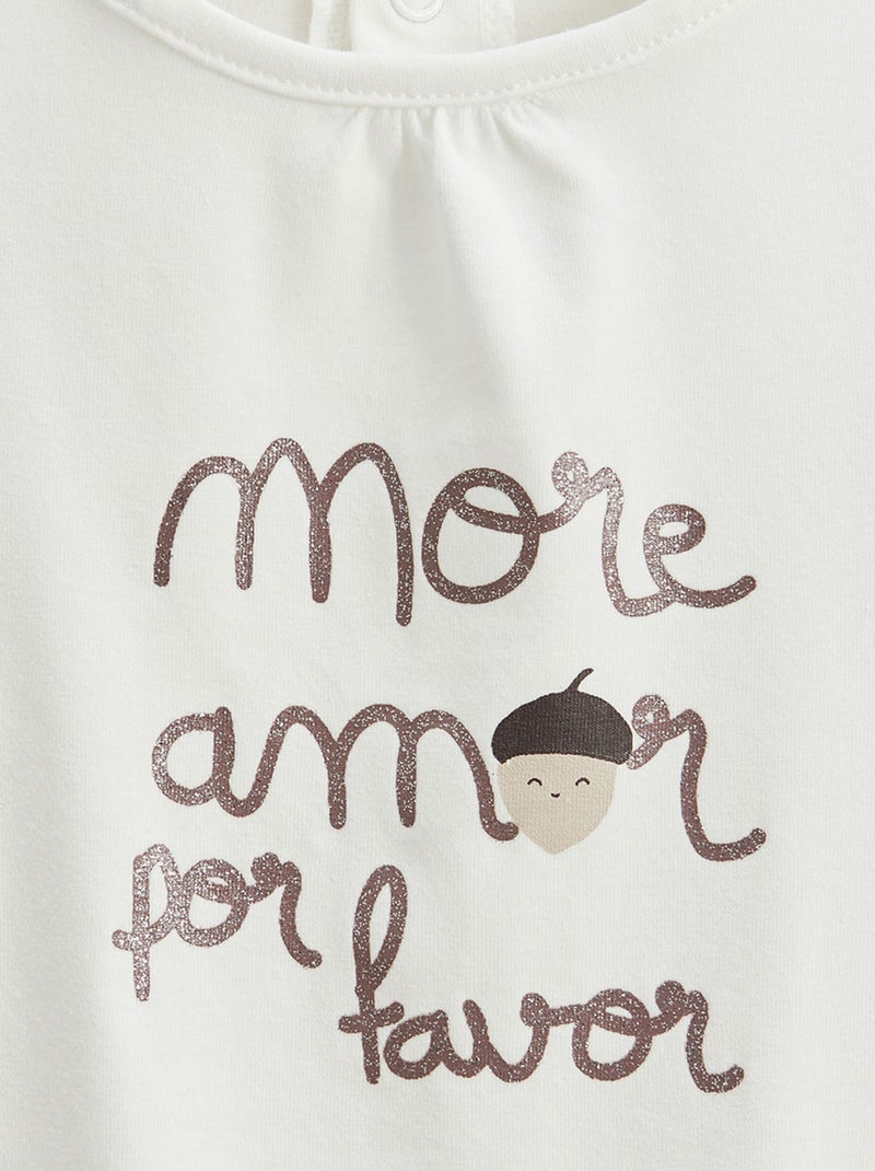 Sora 2-pack kinder T-shirts met lange mouwen Ecru - Kiabi
