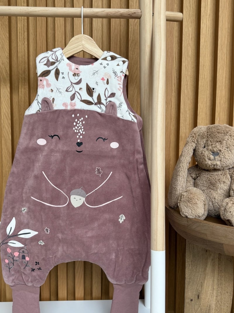 Sora fluwelen winterslaapzak met oprolbare voetjes Pruim - Kiabi