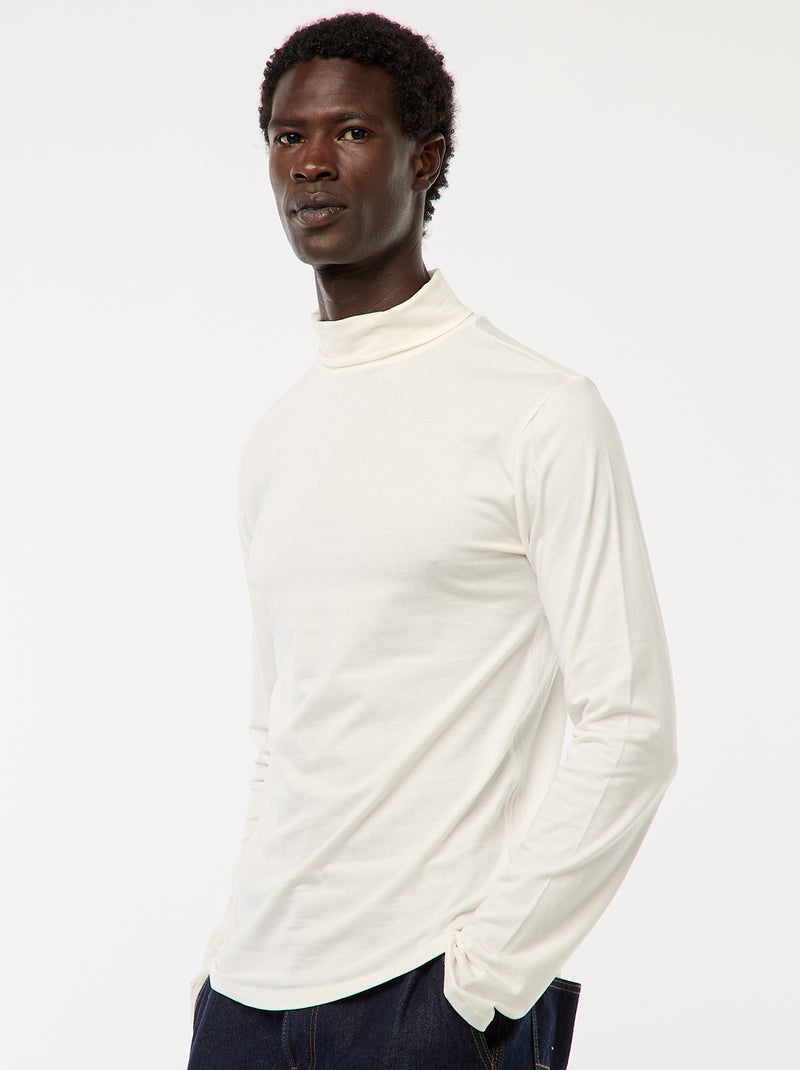 Sous-pull à col montant uni Blanc Homme Kiabi