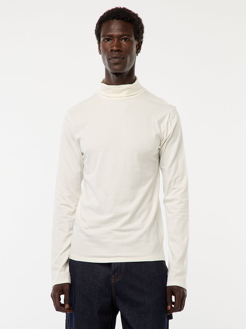 Sous-pull à col montant uni Blanc - Kiabi